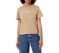 Tommy Hilfiger Women's REG Corp Logo C-NK SS WW0WW40276 Other Tops, Beige (Driftwood Taupe), XXL