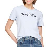 Tommy Hilfiger Women's Regular Fit Round Neck Short Sleeve T-Shirt, Blue (Breezy Blue), S
