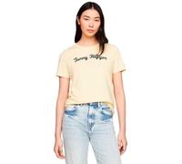 Tommy Hilfiger Women's Regular Fit Round Neck Short Sleeve T-Shirt, Yellow (Lemon Zest), XXS