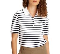 Tommy Hilfiger Women's Regular Fit Short Sleeve Polo Shirt, Multicolor (Breton Ecru/Dark Night Navy STP), M