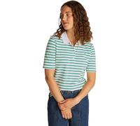 Tommy Hilfiger Women's Regular Fit Short Sleeve Polo Shirt, Multicolor (Ecru/Radiant Green STP), XXL