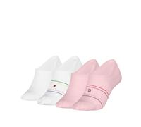 Tommy Hilfiger Women's Rib Shine Footie, Pink/White, 35-38 (Pack of 4)