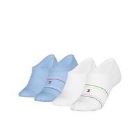 Tommy Hilfiger Women's Rib Shine Footie, White/Blue, 35-38 (Pack of 4)