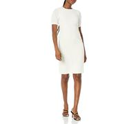 Tommy Hilfiger Women's Scuba Crepe Structured Short Puff Sleeve Dress, Pearl, 20