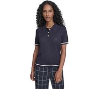 Tommy Hilfiger Women's Short Sleeve Johnny Collar Polo Sweater, Midnight/Whitecap, Medium