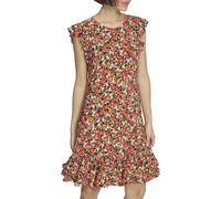 Tommy Hilfiger Women's Short Sleeve Knee-Length Ruffle Hem Shift Dress, Sky Captain Multi, 12