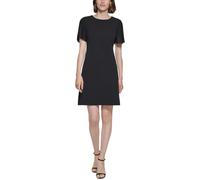 Tommy Hilfiger Women's Short Sleeve Scuba Crepe Structured Dress, Black, 14