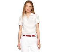 Tommy Hilfiger Women's Short Sleeve Slim Fit Striped Polo Shirt, White (Breton STP/Ecru/Classic Beige), 3XL