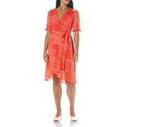 Tommy Hilfiger Women's Sleeve Self Tie Asymetrical Hem Dress, Bloom/Grenadine, 8
