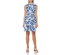 Tommy Hilfiger Womens Sleeveless Collared Button Front Tie Waist Mini Shirt Dress, Marina Blue/Bright White Combo, 10