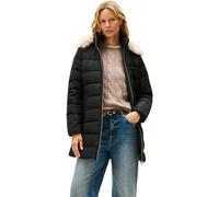 Tommy Hilfiger Women's Slim Down Coat with Faux Fur Trim, Black (Black), L