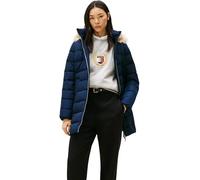 Tommy Hilfiger Women's Slim Down Coat with Faux Fur Trim, Blue (Dark Night Navy), L