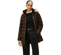 Tommy Hilfiger Women's Slim Down Coat with Faux Fur Trim, Brown (Dark Coffee), XXL