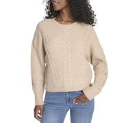 Tommy Hilfiger Women's Solid Cable Crewneck Bobbi Pullover Sweater, Light Fawn, XL