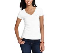 Tommy Hilfiger Women's Ss Core V-Neck Flag Tee-Solid T-Shirt, White, 3X