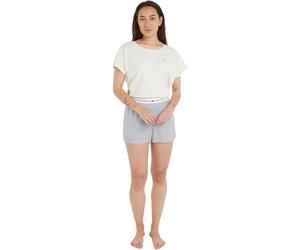 Tommy Hilfiger Women's Ss Pyj Set Woven Uw0uw05226 Pyjamas, Grey (Ivory/Woven Mini Geo), L
