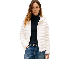Tommy Hilfiger Women's STRETCH NYLON LW DOWN JACKET WW0WW47753 Puffer Jacket, WHITE (Ivory Silk), XS