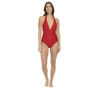 Tommy Hilfiger Women's Stretch Tummy Control Halter Neck One Piece Swimsuit, Real Red, 10