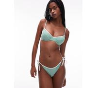 Tommy Hilfiger Womens string bikini bottoms in green and white stripe - Size X-Small