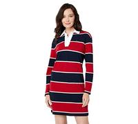 Tommy Hilfiger Women's Striped Long Sleeve Rugby Sportswear Dress, Sky Captain Multi, M