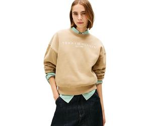 Tommy Hilfiger Women's Sweatshirt Corp Logo Relaxed Fit, Beige (Driftwood Taupe), S
