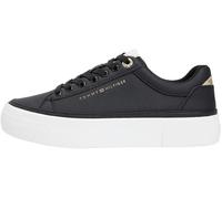 Tommy Hilfiger Women's Th Platform Sneaker Tumbled LTR Fw0Fw09018 Low Top, Black (Black/Ancient White), 3.5