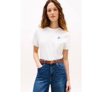 Tommy Hilfiger Women's Th Script Reg C-Nk Ss Tee Ecru | Size: Medium Tommy Hilfiger Ecru M