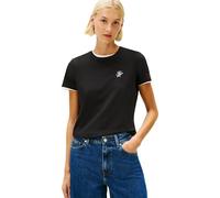 Tommy Hilfiger Women's TH Script REG C-NK SS TEE WW0WW47809 S/S T-Shirt, Black (Black), L