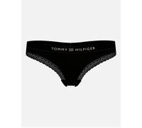 Tommy Hilfiger for woman. UW0UW04184 Tanga with logo and tonal black lace (M), Homewear, Sustainable, Recycled nylon