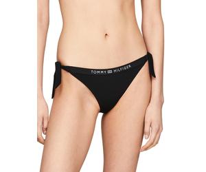 Tommy Hilfiger Womens TH Tonal Logo Tie Side Bikini Brief - Black - Size X-Small