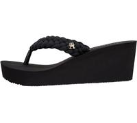 Tommy Hilfiger Women's Th Wedge Braided Summer Sandal FW0FW09198 Flip Flops, BLACK (Black), 3.5