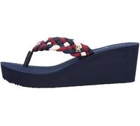 Tommy Hilfiger Women's Th Wedge Braided Summer Sandal FW0FW09198 Flip Flops, BLUE (Rwb), 4