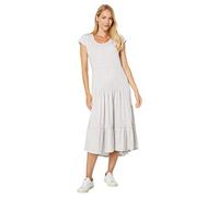 Tommy Hilfiger Women's Tiered Stripe Midi Dress Casual, Khaki/Bright White, XS