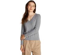 Tommy Hilfiger Women's V-Neck Jersey Jumper, Grey (Mid Grey Heather), XXL