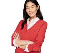 Tommy Hilfiger Women's V-Neck Jersey Jumper, Red (Terra Red), XXS