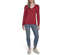 Tommy Hilfiger Women's V-Neck Long Sleeve Cotton Heart Print Sweater Pullover, Chili Pepper/Sky Captain, XL