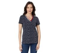 Tommy Hilfiger Women's V-Neck Tee, Sky Captain/Bright White, L