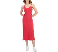 Tommy Hilfiger Womens Washed Ribbed Sleeveless Midi Dress, Scarlet, M
