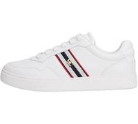 Tommy Hilfiger Women's Webbing Leather Cupsole Trainers, White (White), 4