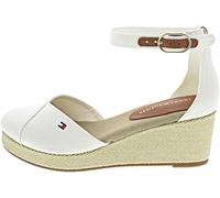 Tommy Hilfiger Women's Wedge Sandals, Flag Closed Toe Mid Wedge FW0FW08657, Made of Cotton, ivory (ral 1013), 7 UK