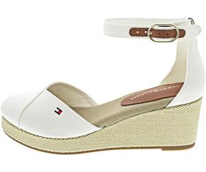 Tommy Hilfiger Women's Wedge Sandals, Flag Closed Toe Mid Wedge FW0FW08657, Made of Cotton, ivory (ral 1013), 7 UK