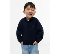 Tommy Hilfiger Younger Boys Hooded Cable Knit Jumper, Dark Blue, Size Age: 3 Years Dark Blue