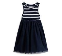Tommy Hilfiger Younger Girls Combi Tulle Sleeveless Dress, Navy, Size 5 Years Navy