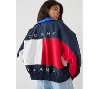 Tommy Jeans Back Logo Regatta Oversized Windbreaker, Blue, Size Xs, Women Blue