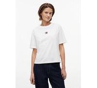 Tommy Jeans Boxy Flag T-Shirt, Cream, Size M, Women Cream