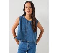 Tommy Jeans Chambray Blouse, Blue, Size M, Women Blue