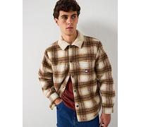 Tommy Jeans Check Teddy Overshirt, Brown, Size Xl, Men Brown
