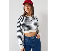 Tommy Jeans Crop Badge Detailed Sweater, White, Size M, Women White
