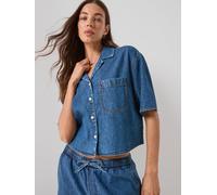 Tommy Jeans Crop Chambray Shirt, Blue, Size Xxl, Women Blue