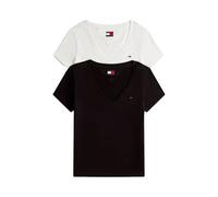 Tommy Jeans Dw0dw21367 Short Sleeve V Neck T-shirt 2 Units White,Black S Woman